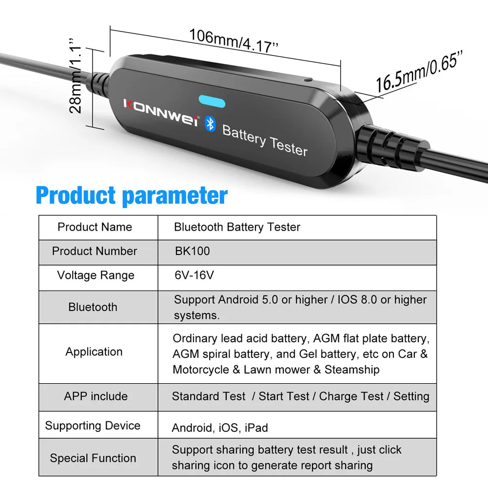 High Quality Car Diagnostic Tools Battery Tester Diagnostic Tool Bluetooth Test Charging Tast Cranking Lead-Acid Test
High Quality Car Diagnostic Tools Battery Tester Diagnostic Tool Bluetooth Test Charging Tast Cranking Lead-Acid Test