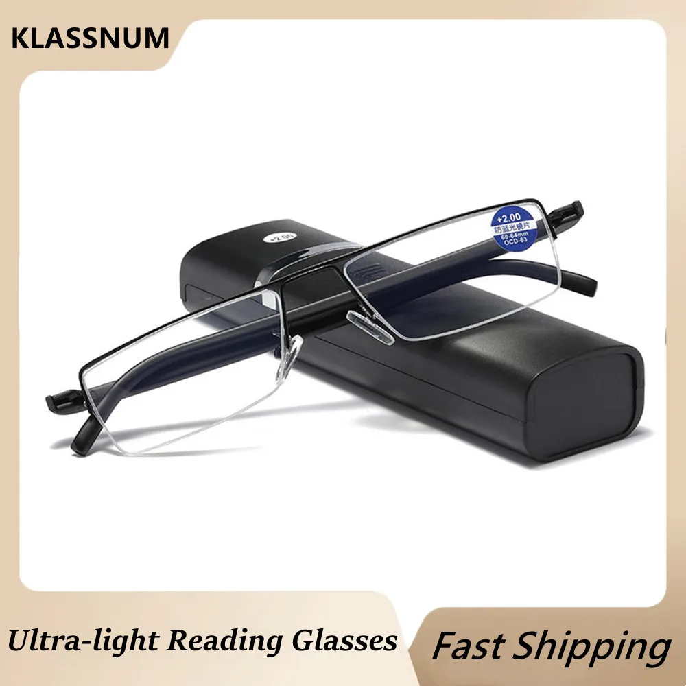 KLASSNUM Anti Blue Light Reading Glasses Men Women Black Glasses Farsightness Alloy Frame Eyeglasses With Case Diopter +1.0~+3.0
KLASSNUM Anti Blue Light Reading Glasses Men Women Black Glasses Farsightness Alloy Frame Eyeglasses With Case Diopter +1.0~+3.0