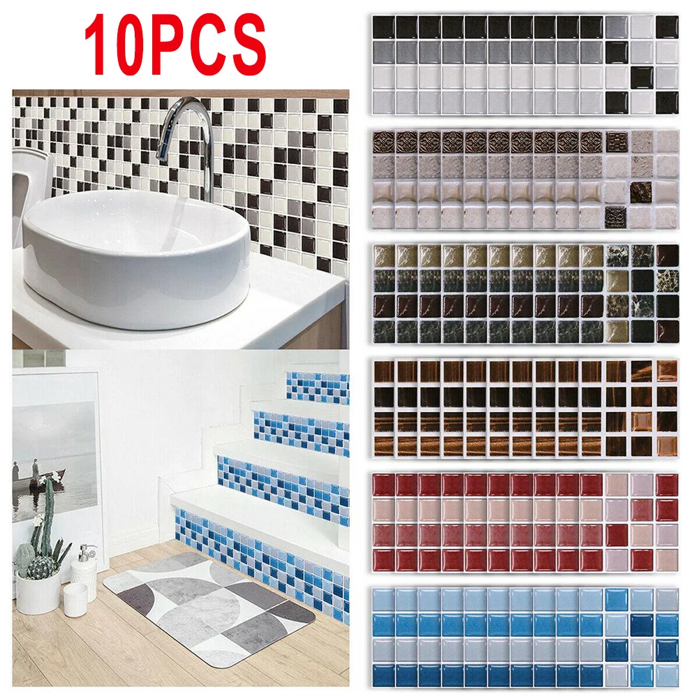 10Pcs Mosaic Wall Sticker Retro PVC Waterproof Tile Stickers Bathroom Kitchen Home Self-Adhesive Wall Decal Decoration
10Pcs Mosaic Wall Sticker Retro PVC Waterproof Tile Stickers Bathroom Kitchen Home Self-Adhesive Wall Decal Decoration