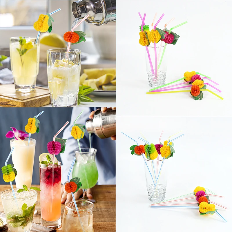 10/20pcs Disposable 3D-Fruit Honeycomb Plastic Straws For Bar Wedding Party Supplies Striped Bendable Cocktail Drinking Straws
10/20pcs Disposable 3D-Fruit Honeycomb Plastic Straws For Bar Wedding Party Supplies Striped Bendable Cocktail Drinking Straws