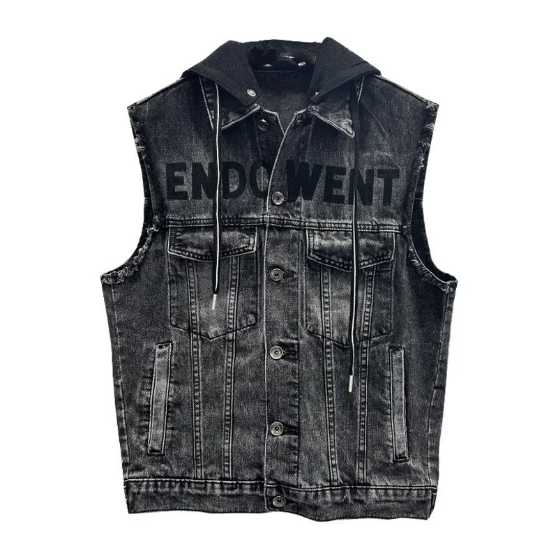 Mens Fashion Embroidered Denim Vests With Removable Hood Hi Street Jeans Waistcoat For Male Sleeveless Cowboy Jacket
Mens Fashion Embroidered Denim Vests With Removable Hood Hi Street Jeans Waistcoat For Male Sleeveless Cowboy Jacket