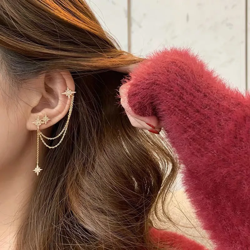 AETEEY 925 Silver Ear Needl Octagon Star Chain Tassel Stud Earrings Helix Ear Bone Piercing Earrings Ladies Fine Jewelry Gifts
AETEEY 925 Silver Ear Needl Octagon Star Chain Tassel Stud Earrings Helix Ear Bone Piercing Earrings Ladies Fine Jewelry Gifts