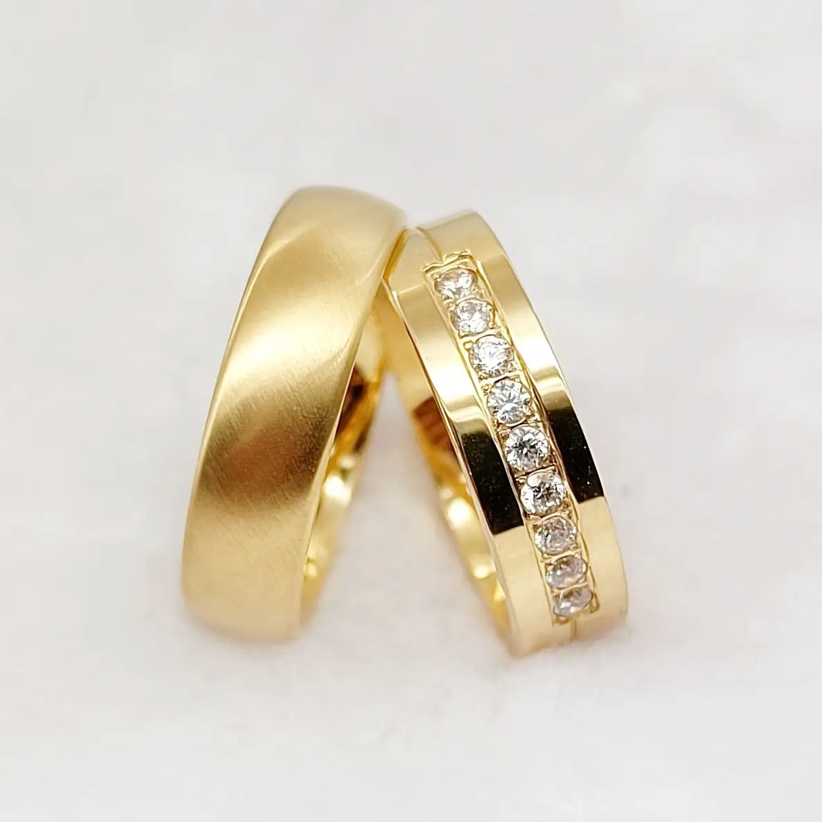 

High Quality Handmade Matching Lover's fashion jewelry rings 24 carat Gold plated Promise wedding ring designs for couples