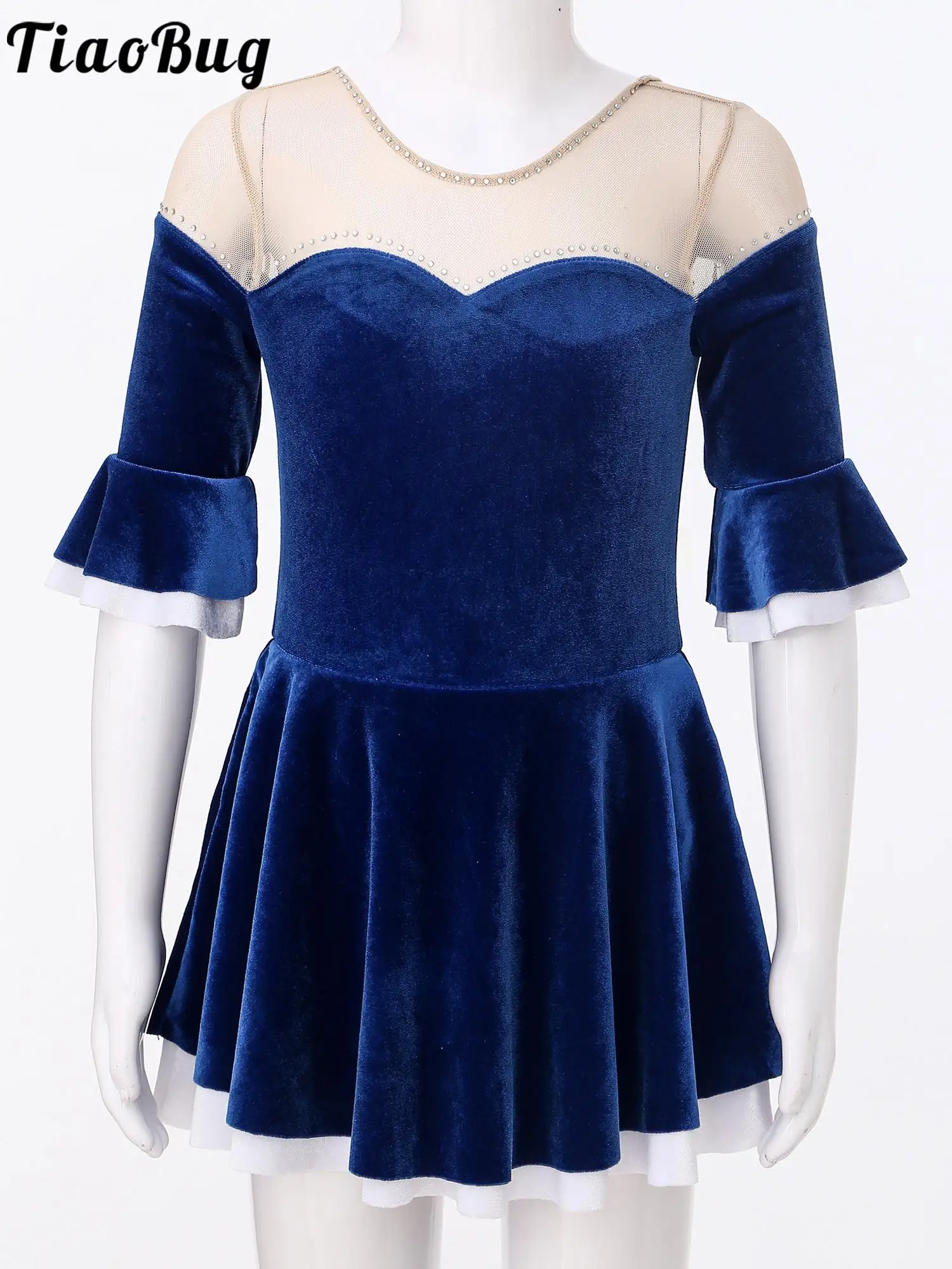 Kids Girls Stylish Clothing Long Sleeve Round Neckline Rhinestone Decor Ruffled Cuffs Velvet Patchwork Style Dance Dress
Kids Girls Stylish Clothing Long Sleeve Round Neckline Rhinestone Decor Ruffled Cuffs Velvet Patchwork Style Dance Dress
