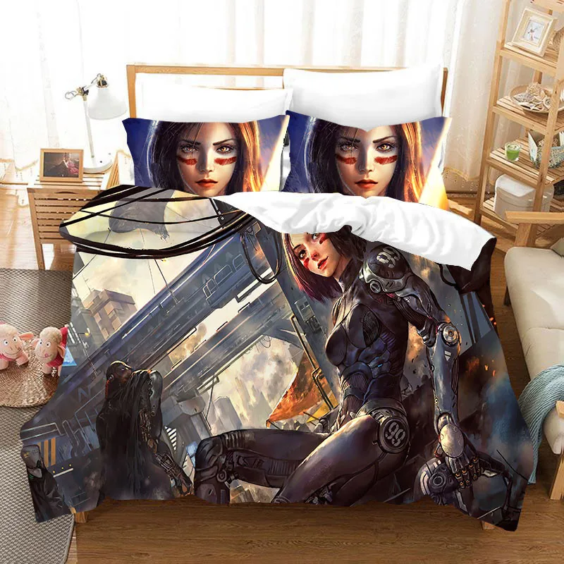Аниме фильм ALITA Battle Angel 2_3 шт. Комплект постельного белья для мальчиков и девочек