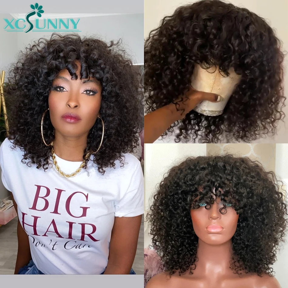 Short Curly Human Hair Wigs With Bangs Loose Curly Bob Bang Wig Human Hair Brazilian Glueless Machine Made Scalp Top Wig xcsunny
Short Curly Human Hair Wigs With Bangs Loose Curly Bob Bang Wig Human Hair Brazilian Glueless Machine Made Scalp Top Wig xcsunny