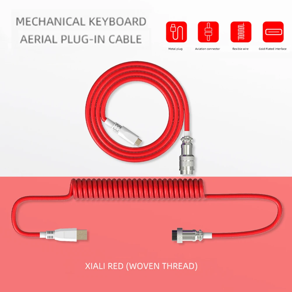 Type C USB Cable Mechanical Keyboard Coiled Cable Wire 1.8m Mechanical Keyboard Aviator Desktop Computer Aviation Connector
Type C USB Cable Mechanical Keyboard Coiled Cable Wire 1.8m Mechanical Keyboard Aviator Desktop Computer Aviation Connector