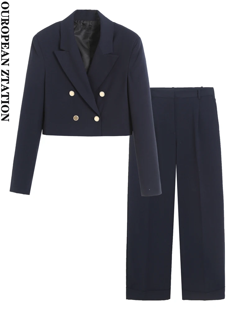 PAILETE Women 2023 fashion cropped double-breasted blazer and with belt high-waist turn-up hems trousers two pieces sets mujer
PAILETE Women 2023 fashion cropped double-breasted blazer and with belt high-waist turn-up hems trousers two pieces sets mujer