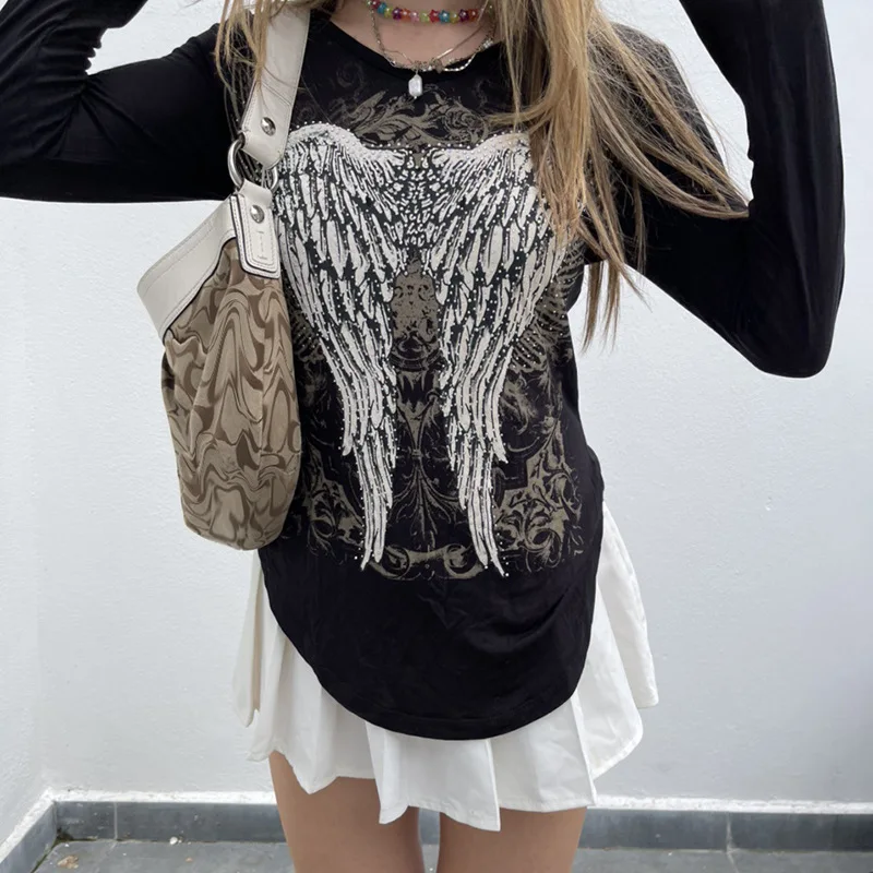 Fashion Causal Y2K Women's T-Shirt Distressed Wing Printed Contrast Color Loose Top Female Women Clothing Street Autumn Shirts
Fashion Causal Y2K Women's T-Shirt Distressed Wing Printed Contrast Color Loose Top Female Women Clothing Street Autumn Shirts