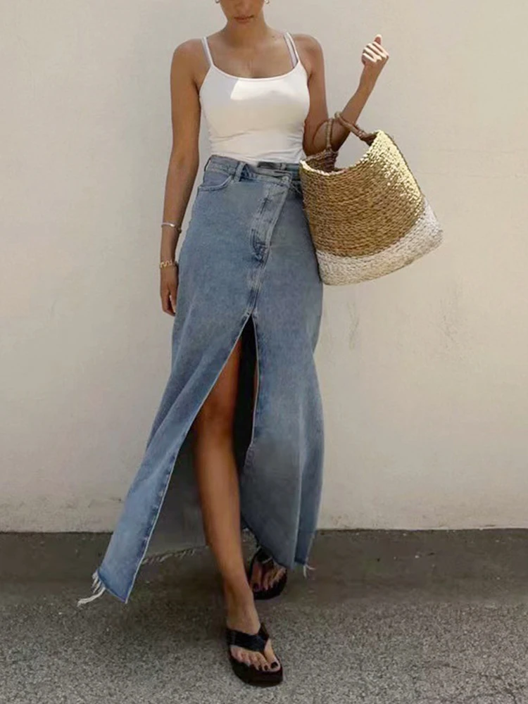 New High Waist Straight Denim Skirt Women Vintage Split Fork Blue Long Bodycon Pencil Jean Skirt Y2K Streetwear Casual Skirt
New High Waist Straight Denim Skirt Women Vintage Split Fork Blue Long Bodycon Pencil Jean Skirt Y2K Streetwear Casual Skirt