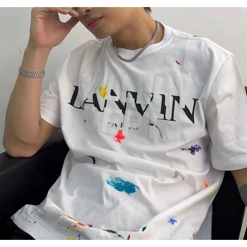 New LAN and VI Splashing Ink Graffiti Print T Shirt High Street Pure Cotton Couple Short Sleeve Gallery T-Shirt Men Clothing
New LAN and VI Splashing Ink Graffiti Print T Shirt High Street Pure Cotton Couple Short Sleeve Gallery T-Shirt Men Clothing