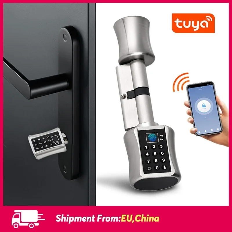 

, Tuya APP Fingerprint Bluetooth Cylinder Lock Biometric Electronic Smart Door Lock Digital Keypad Code Keyless Lock