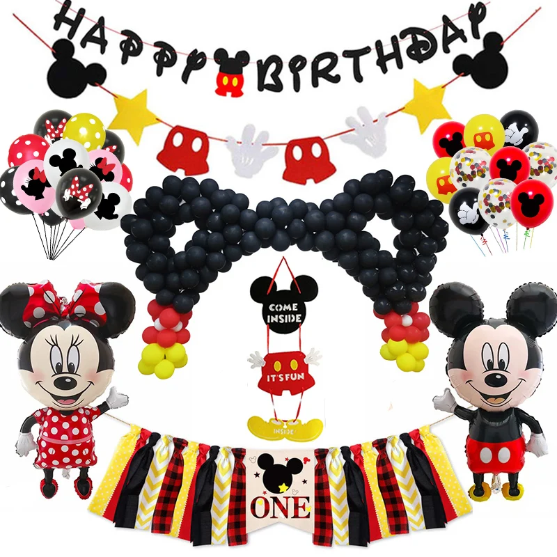 Mickey Mouse Birthday Decorations Set Birthday Banner Inspired Balloon Package for Kids Favor Disposable Dinnerware Supplies 
Mickey Mouse Birthday Decorations Set Birthday Banner Inspired Balloon Package for Kids Favor Disposable Dinnerware Supplies