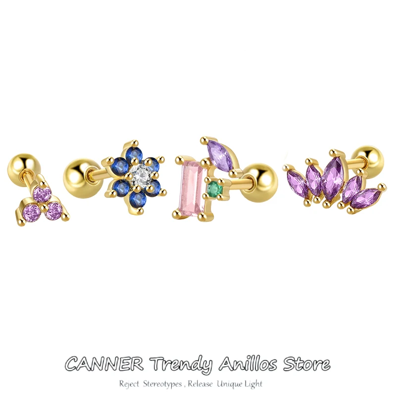 CANNER Real 925 Sterling Silver 1 pcs Colors Zircon Ear Studs Earrings For Women 4 Prong Tragus Cartilage Piercing Fine Jewelry
CANNER Real 925 Sterling Silver 1 pcs Colors Zircon Ear Studs Earrings For Women 4 Prong Tragus Cartilage Piercing Fine Jewelry