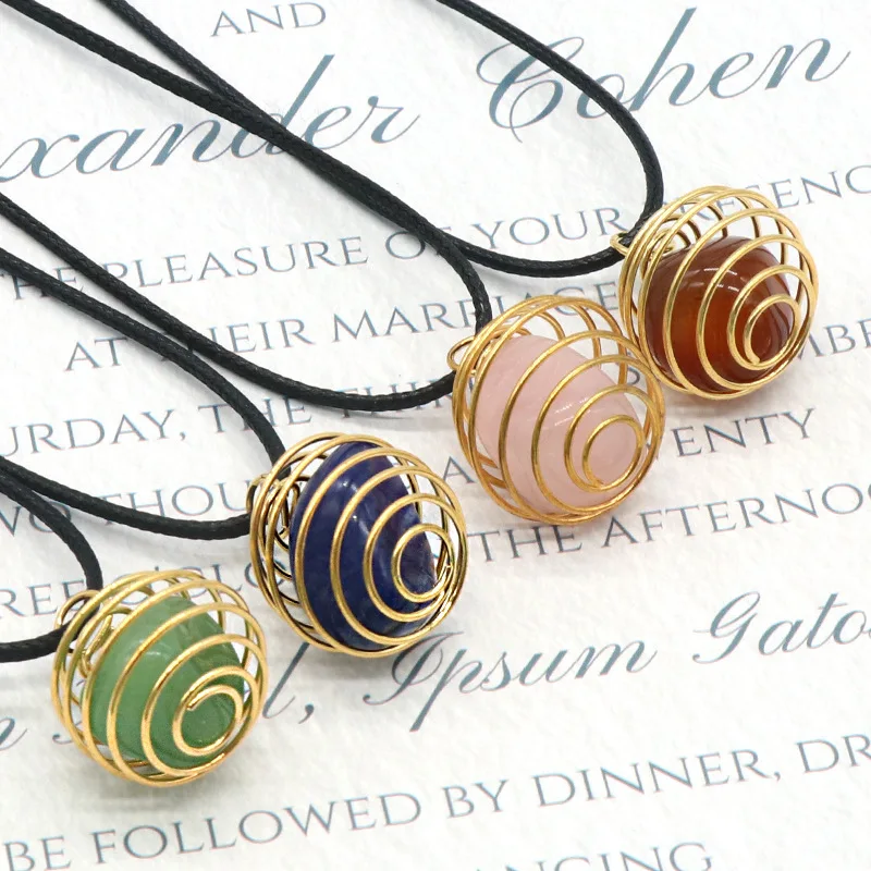 20X23mm Natural Crystal Semi Precious Copper Wire Wound Spring Pendant Red Agate Green Pink Amethyst Necklace
20X23mm Natural Crystal Semi Precious Copper Wire Wound Spring Pendant Red Agate Green Pink Amethyst Necklace