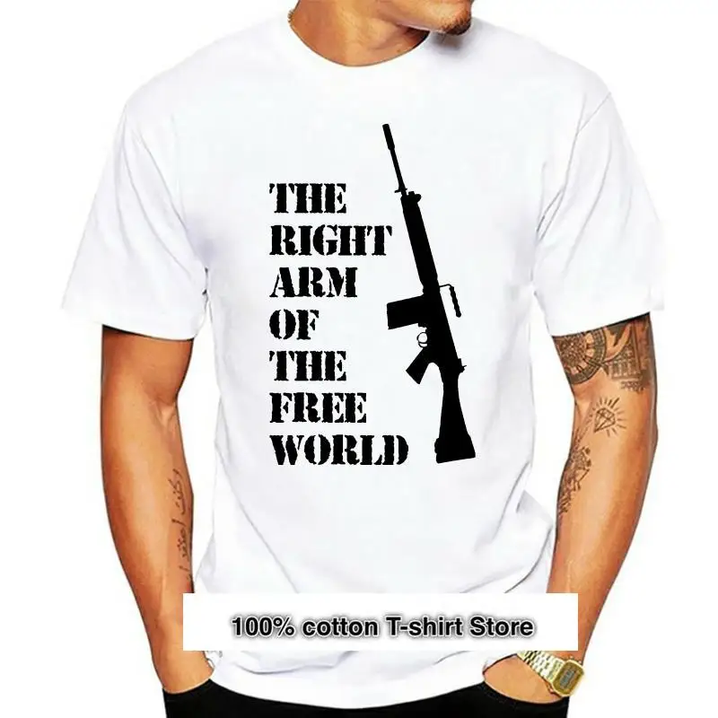

Camiseta a la moda para hombre, camisa del brazo derecho del mundo libre, versión oscura, FN FAL, nueva