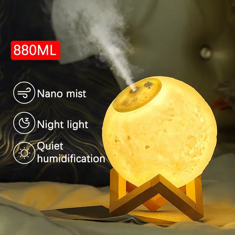 880ML Air Humidifier Essential Oil Aroma Diffuser Ultrasonic Moon Night Light Humidifier Dimmable USB Humidificador Mist Maker
880ML Air Humidifier Essential Oil Aroma Diffuser Ultrasonic Moon Night Light Humidifier Dimmable USB Humidificador Mist Maker