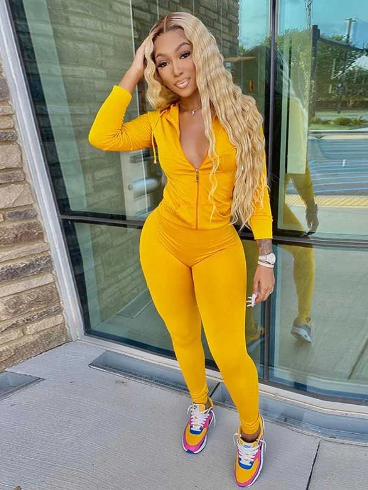 2023 Autumn Two Piece Set Women Long Sleeve Hooded Zipper Pocket Sporty Jackets+leggings Matching Sets Workout Stretchy Outfits
2023 Autumn Two Piece Set Women Long Sleeve Hooded Zipper Pocket Sporty Jackets+leggings Matching Sets Workout Stretchy Outfits