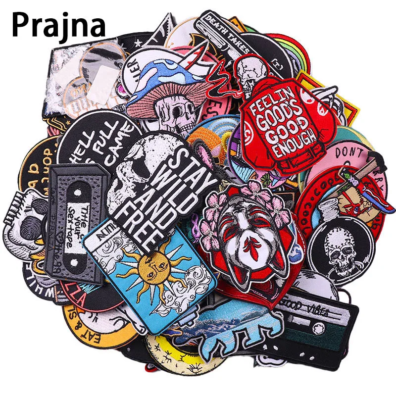 

Prajna 10/20/30Pcs Punk High Quality Mixed Random Embroidered Patches On Clothes Letters DIY Clothing Thermoadhesive Patches
