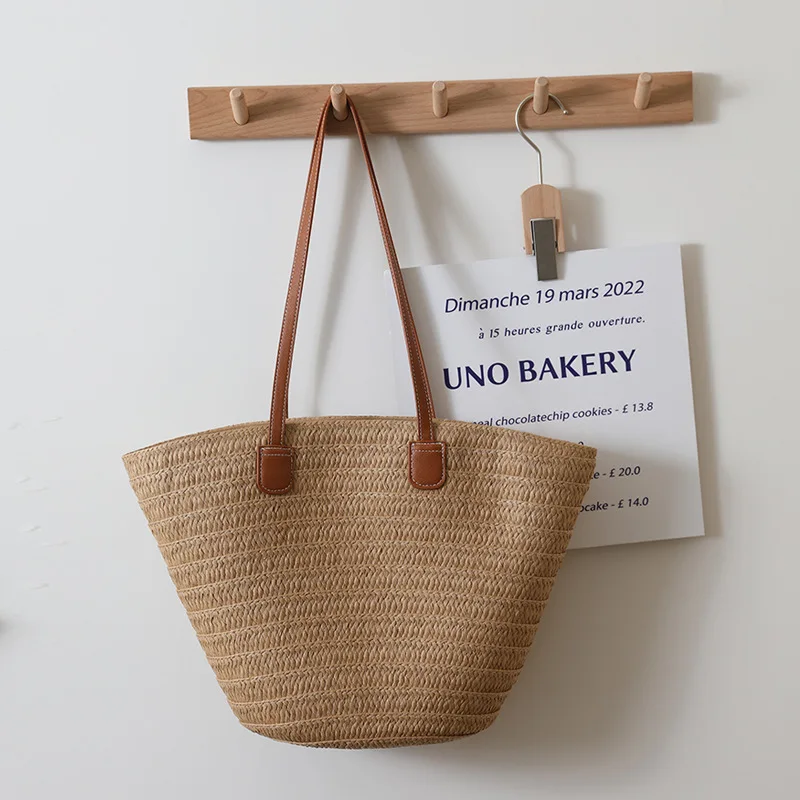 Versatile and Simple One Shoulder Straw Woven Bag New High Capacity Straw Woven Bag Tote Bag Women's Beach Vacation Bag
Versatile and Simple One Shoulder Straw Woven Bag New High Capacity Straw Woven Bag Tote Bag Women's Beach Vacation Bag
