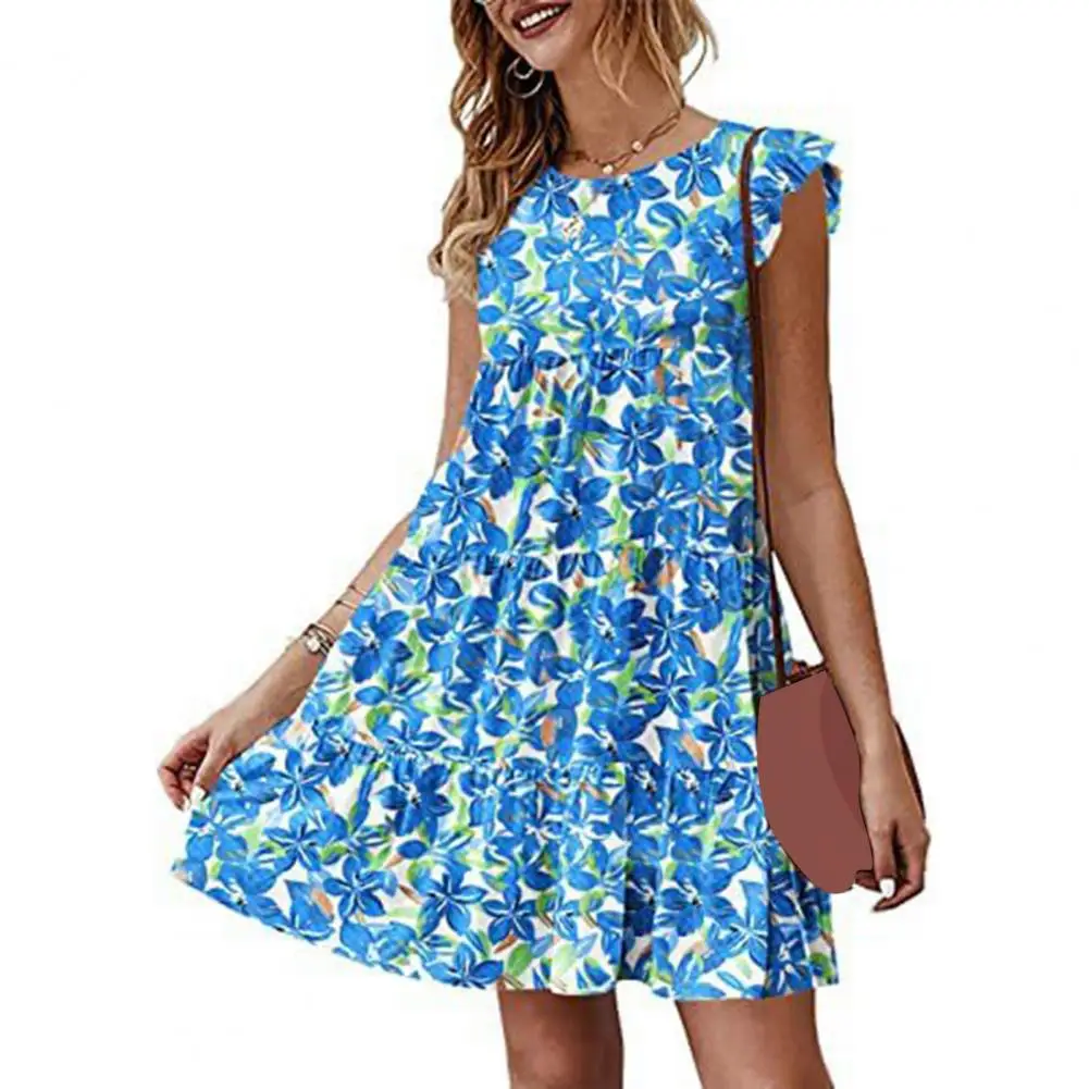 Dress Summer Floral Printing Casual Short Dress O-Neck Ruffle Sleeve Dress High Waist A-Line Above Knee Floral Print Dress
Dress Summer Floral Printing Casual Short Dress O-Neck Ruffle Sleeve Dress High Waist A-Line Above Knee Floral Print Dress