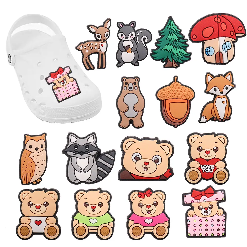 Hot Sale 1-15pcs PVC Shoe Charms Sika Deer Raccoon Owl Bear Rabbit Accessories Shoe Decoration For Croc Jibz Kids X-mas Gift
Hot Sale 1-15pcs PVC Shoe Charms Sika Deer Raccoon Owl Bear Rabbit Accessories Shoe Decoration For Croc Jibz Kids X-mas Gift