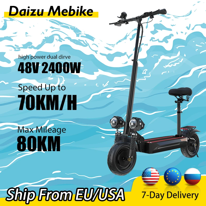 2400W Electric Scooters 48V 18AH Battery Dual Motor 10 Inch Tire Adult Escooter Max Milage 80km Electric Scooter 70km/h
2400W Electric Scooters 48V 18AH Battery Dual Motor 10 Inch Tire Adult Escooter Max Milage 80km Electric Scooter 70km/h