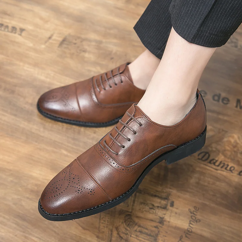 

Plus New Size 38-47 Men Derby Shoes Fashion Oxford Dress Shoes Male Well-dressed Gentleman Office Formal Casual Footwear for Men