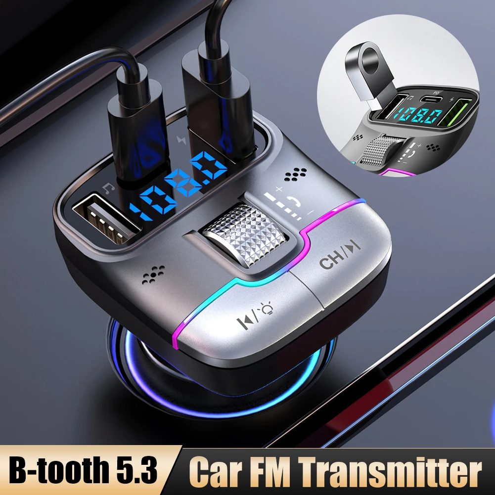 1PCS Car FM Transmitter Wireless Bluetooth-Compatible 5.3 Receiver Hands Free MP3 Player Dual USB PD Fast Charging Adapter
1PCS Car FM Transmitter Wireless Bluetooth-Compatible 5.3 Receiver Hands Free MP3 Player Dual USB PD Fast Charging Adapter