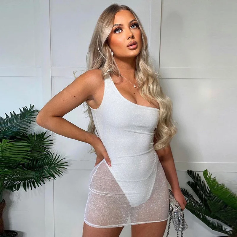 Sylph One Shoulder Solid Sleeveless Patchwork See Through Sexy Mini Dress 2022 New Women Fashion Elegant Casual Party Outfits
Sylph One Shoulder Solid Sleeveless Patchwork See Through Sexy Mini Dress 2022 New Women Fashion Elegant Casual Party Outfits