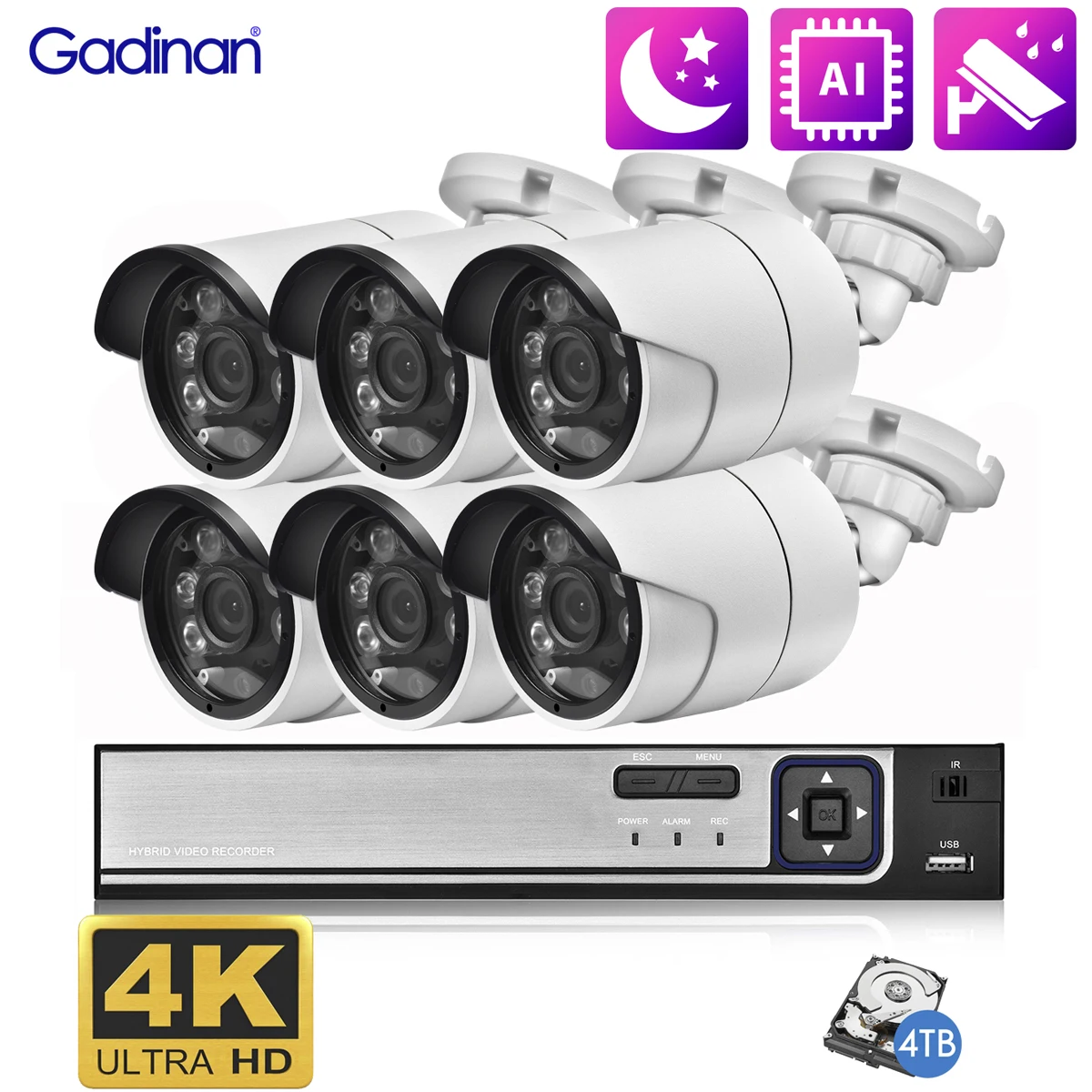Комплект камеры видеонаблюдения Gadinan 8MP 4K Ultra HD IP Home Outdoor Bullet Metal Audio Video
Комплект камеры видеонаблюдения Gadinan 8MP 4K Ultra HD IP Home Outdoor Bullet Metal Audio Video