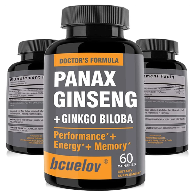 Organic Korean Ginseng + Ginkgo Biloba Vegetarian Capsule Supplement - Supports Energy, Stamina, Performance & Mental Health
Organic Korean Ginseng + Ginkgo Biloba Vegetarian Capsule Supplement - Supports Energy, Stamina, Performance & Mental Health