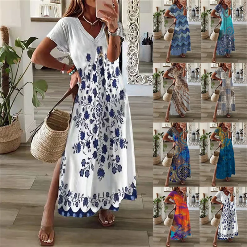 Fashion Tie Dye Slit Dress Women Summer New Retro Print Loose Casual Short Sleeve Dress Pullover Plus Size Streetwear
Fashion Tie Dye Slit Dress Women Summer New Retro Print Loose Casual Short Sleeve Dress Pullover Plus Size Streetwear
