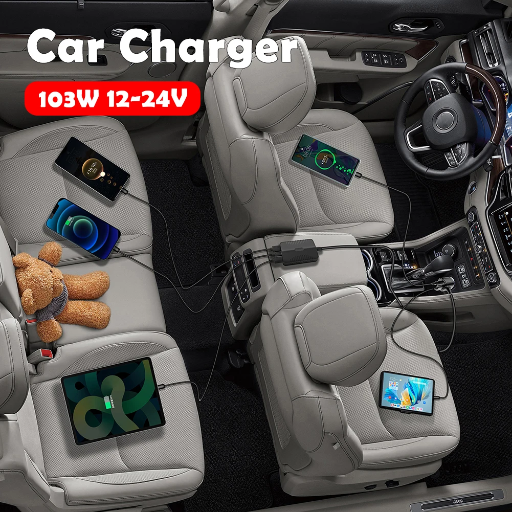 Автомобильное зарядное устройство 103 Вт, 5USB-портов, 12-24 В, Type-C PD, автомобильное зарядное устройство, адаптер QC 2,0 3,0 для телефона, планшета, ноу...
Автомобильное зарядное устройство 103 Вт, 5USB-портов, 12-24 В, Type-C PD, автомобильное зарядное устройство, адаптер QC 2,0 3,0 для телефона, планшета, ноу...