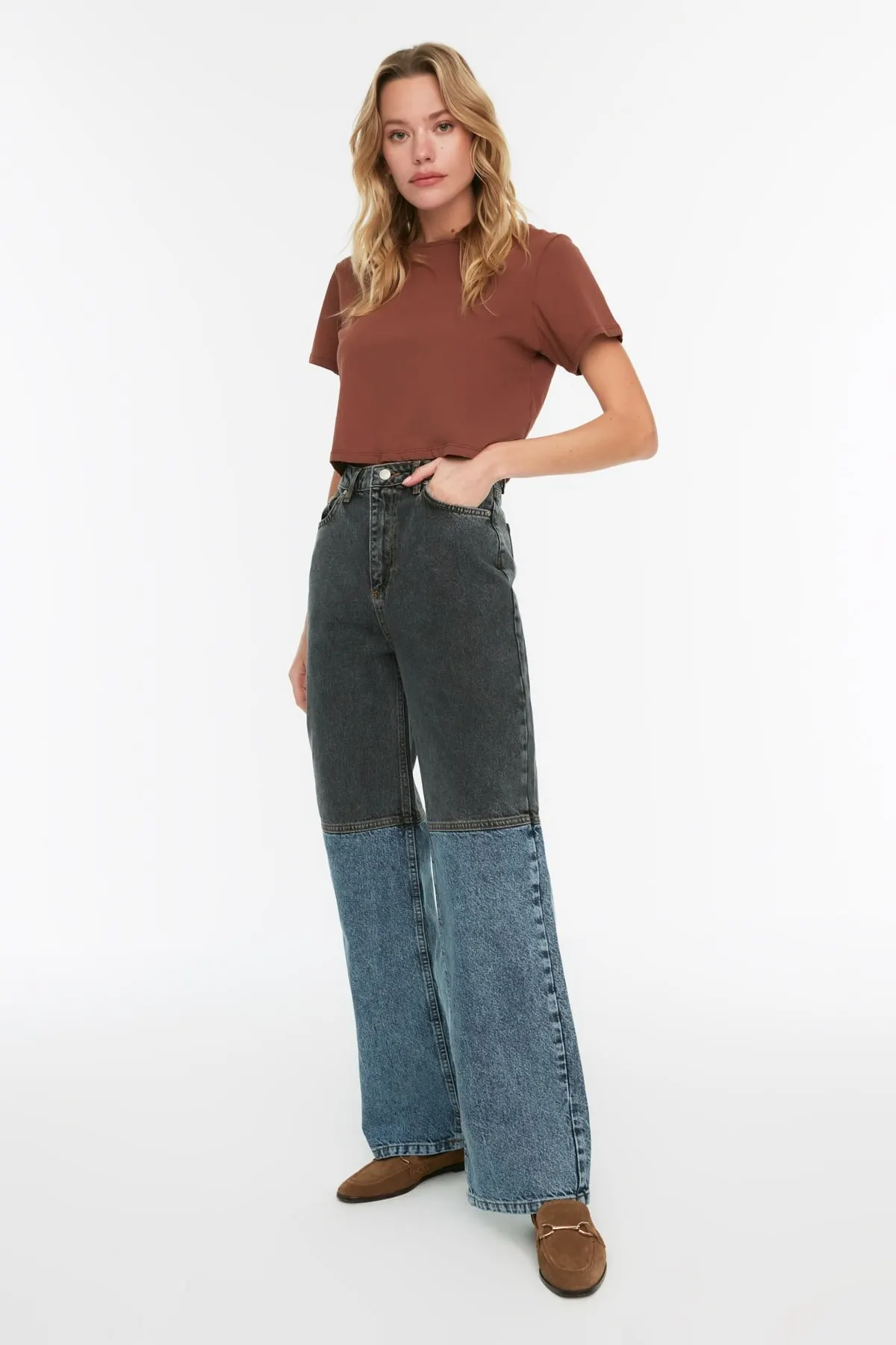 Women's Jean Multicolor Color Block High Waist & S Wide Leg Straight Pant Jeans Buttons Zipper Ladies 
Women's Jean Multicolor Color Block High Waist & S Wide Leg Straight Pant Jeans Buttons Zipper Ladies