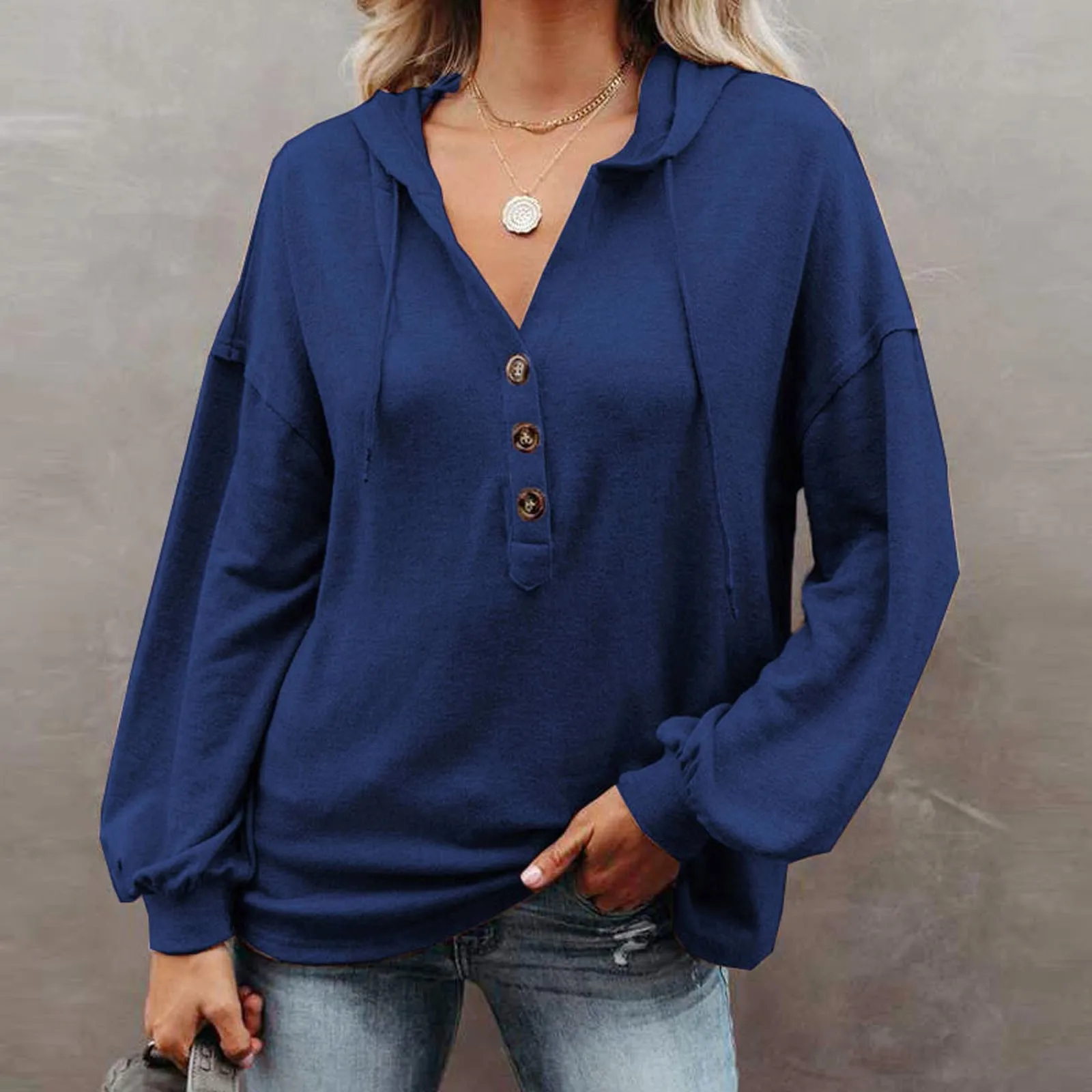 Tops Pullover Women Casual Button Autumn Solid Winter Drawstring Hoodie Women's Blouse Gray Hoodie Zip Women
Tops Pullover Women Casual Button Autumn Solid Winter Drawstring Hoodie Women's Blouse Gray Hoodie Zip Women