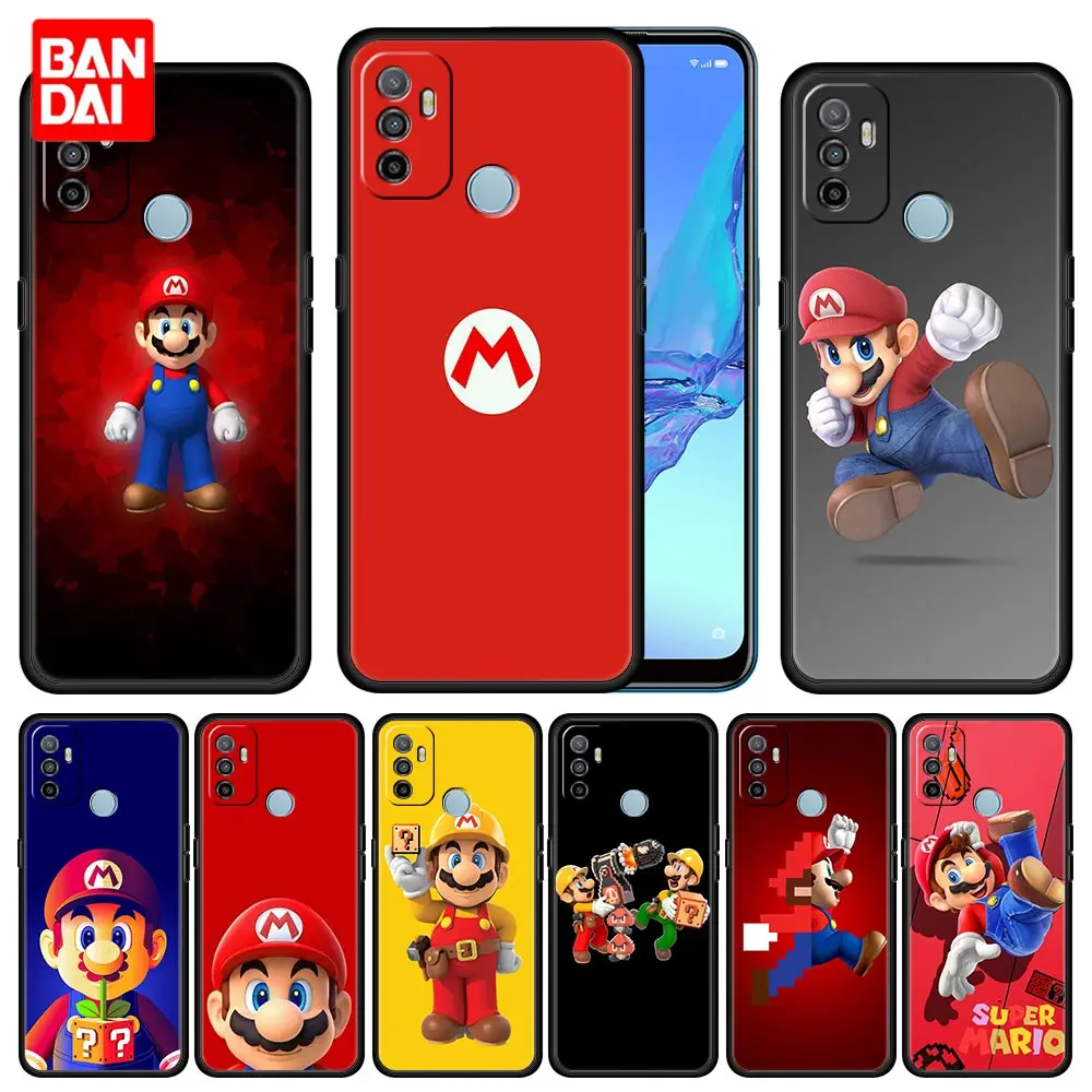 

Cover Case for Oppo A53 A52 A3s A5s A9 A15 A31 A54 A74 A93 A94 F19 Pro 4G 2020 Thin Capinha Full Phone Korea Shell Super Mario
