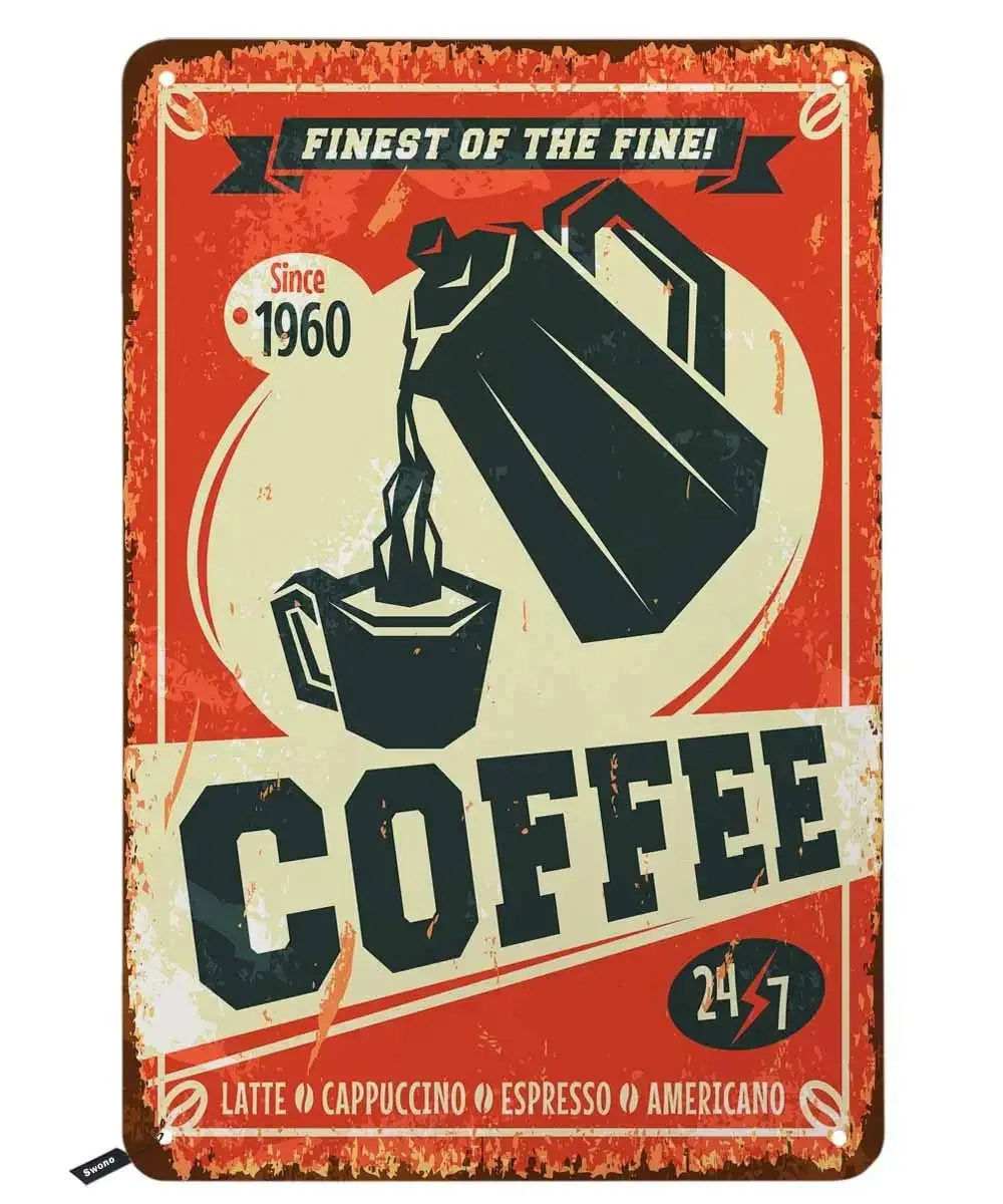 Coffee Tin Signs,Finest of The Fine Coffee Vintage Metal Tin Sign for Men Women,Wall Decor for Bars,Restaurants Vintage Garage
Coffee Tin Signs,Finest of The Fine Coffee Vintage Metal Tin Sign for Men Women,Wall Decor for Bars,Restaurants Vintage Garage