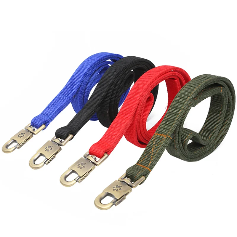 

150cm 200cm L/XL Super Strong Coarse Nylon Dog Leash Army Green Canvas Double Row Adjustable Dog Collar For Medium Large Dogs