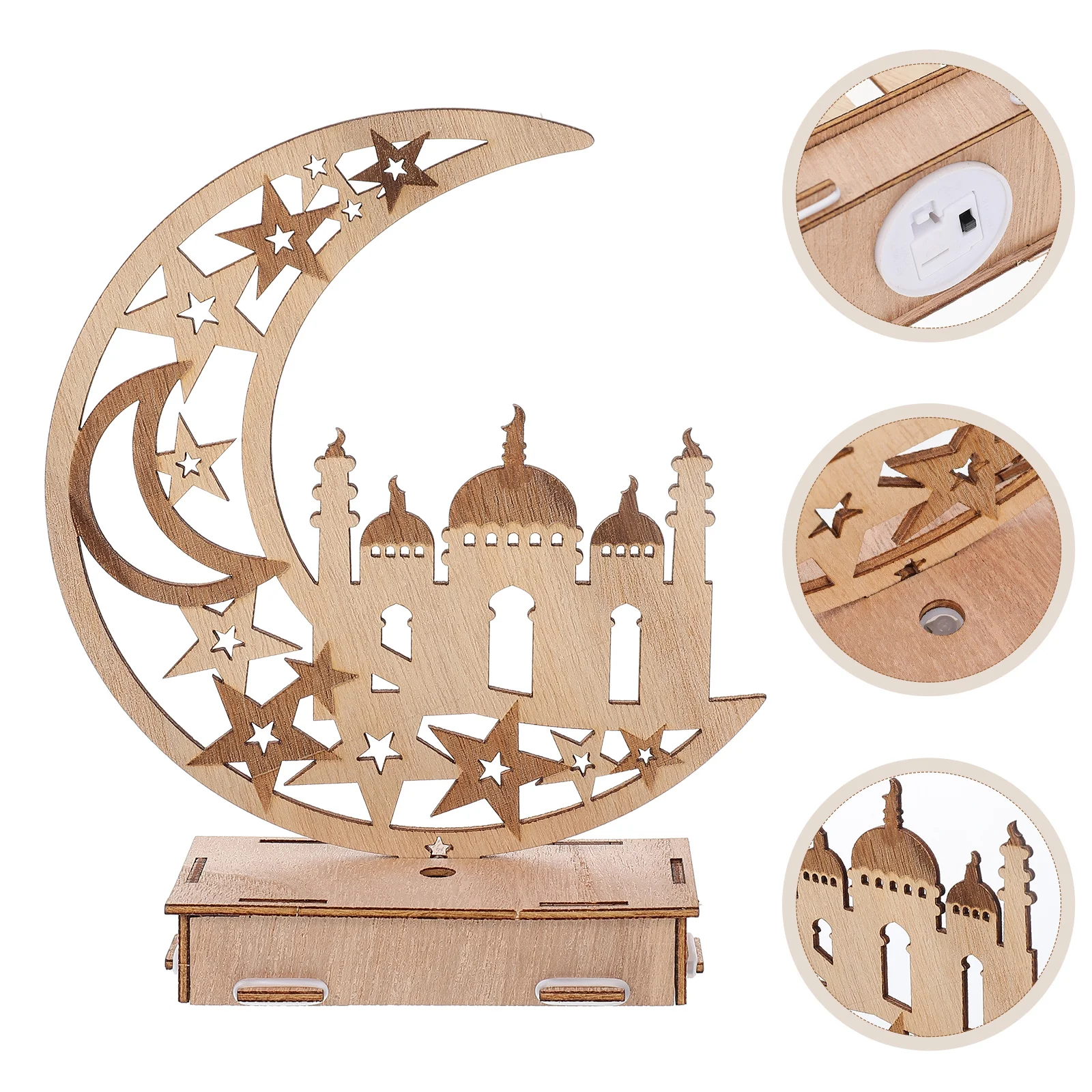 3d Wood Ramadan Light Desktop Decor Eid Mubarak Gifts House Ornaments Luminous Moon Decorations Shine Wooden Ramadan Night Lamp
3d Wood Ramadan Light Desktop Decor Eid Mubarak Gifts House Ornaments Luminous Moon Decorations Shine Wooden Ramadan Night Lamp