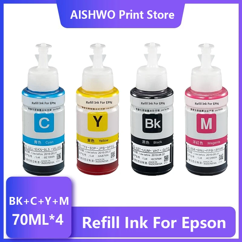 

ASW 4Color 70ml Dye Refill Ink for Epson L100 L110 L120 L132 L210 L222 L300 L312 L355 L350 L362 L366 L550 L555 L566