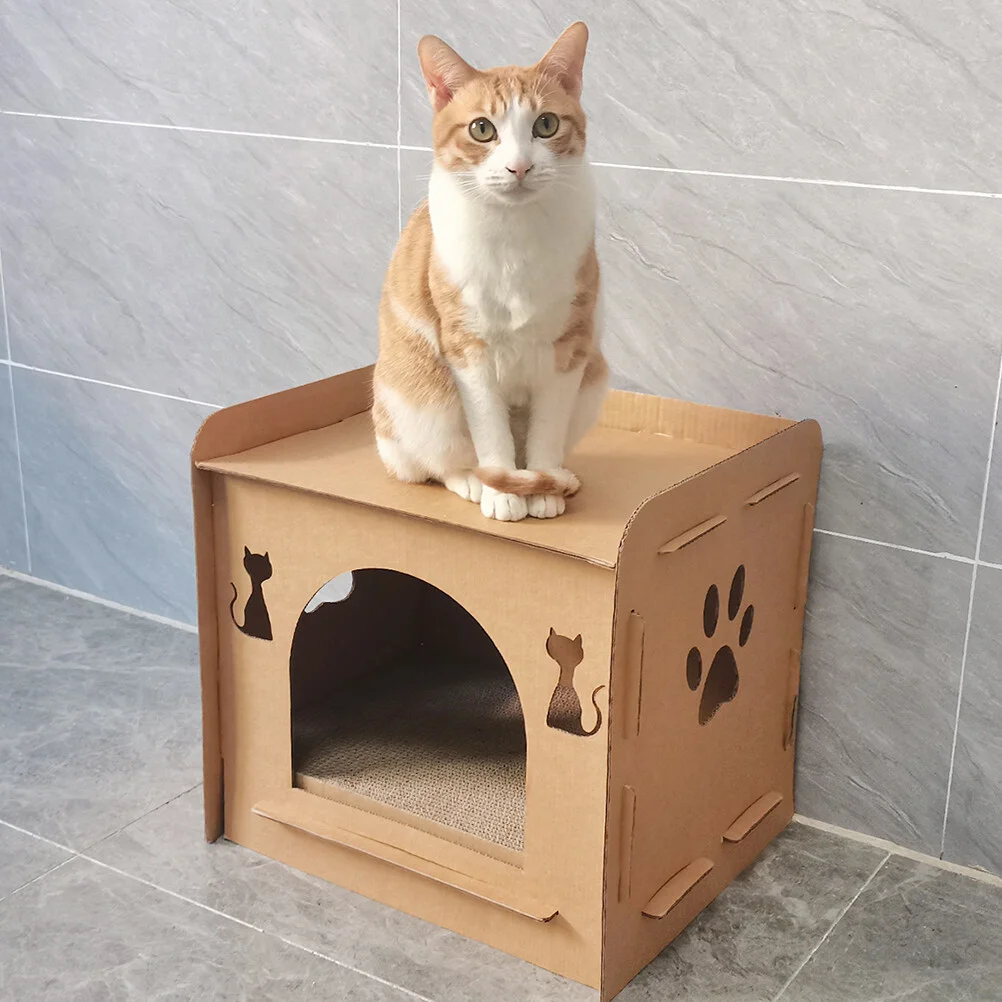

Corrugated Cat Scratching Post Cardboard House Bed Scratcher Wall Scratchers Indoor Cats Box Pet Toy For Indoor Cats Play