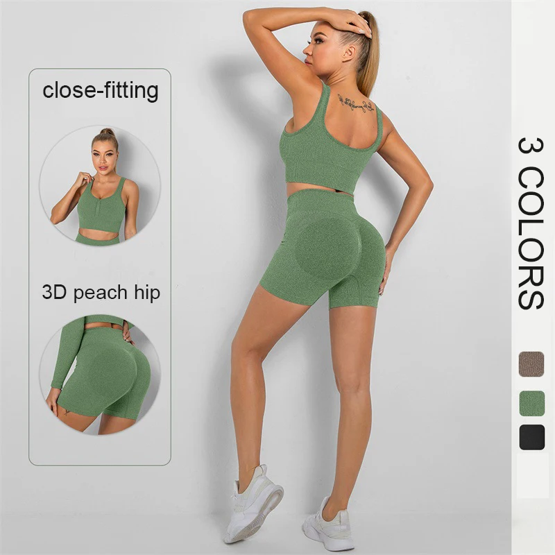 Seamless Yoga Set Two Piece Set Women Ribbed Peach Shorts Yoga Outfit Set Sports Fitness Clothes 2 PCS Set Short Sets for Women
Seamless Yoga Set Two Piece Set Women Ribbed Peach Shorts Yoga Outfit Set Sports Fitness Clothes 2 PCS Set Short Sets for Women