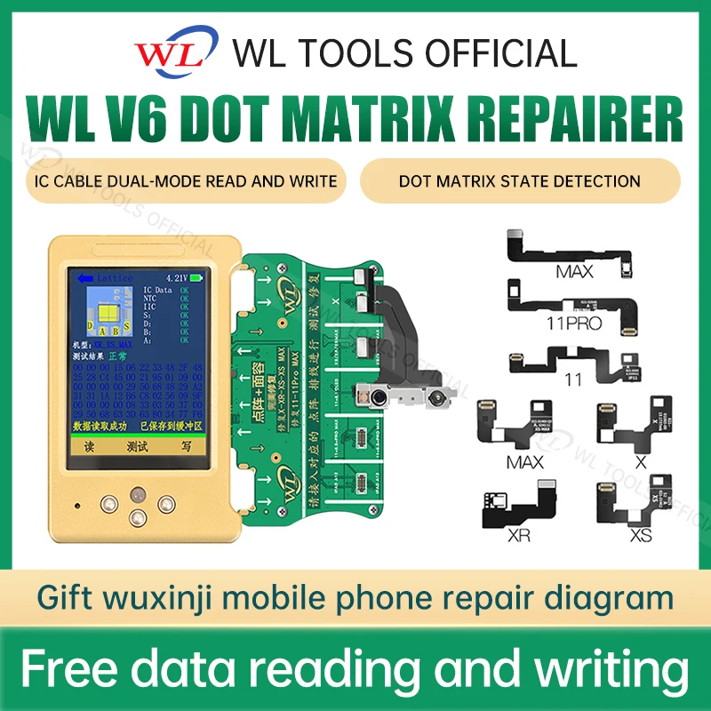Кабель WL V6 для ремонта лица, точечный матричный кабель для iPhone X, XS, XSMAX, XR, 11, 12 PRO MAX, инструменты для распознавания лица 
Кабель WL V6 для ремонта лица, точечный матричный кабель для iPhone X, XS, XSMAX, XR, 11, 12 PRO MAX, инструменты для распознавания лица