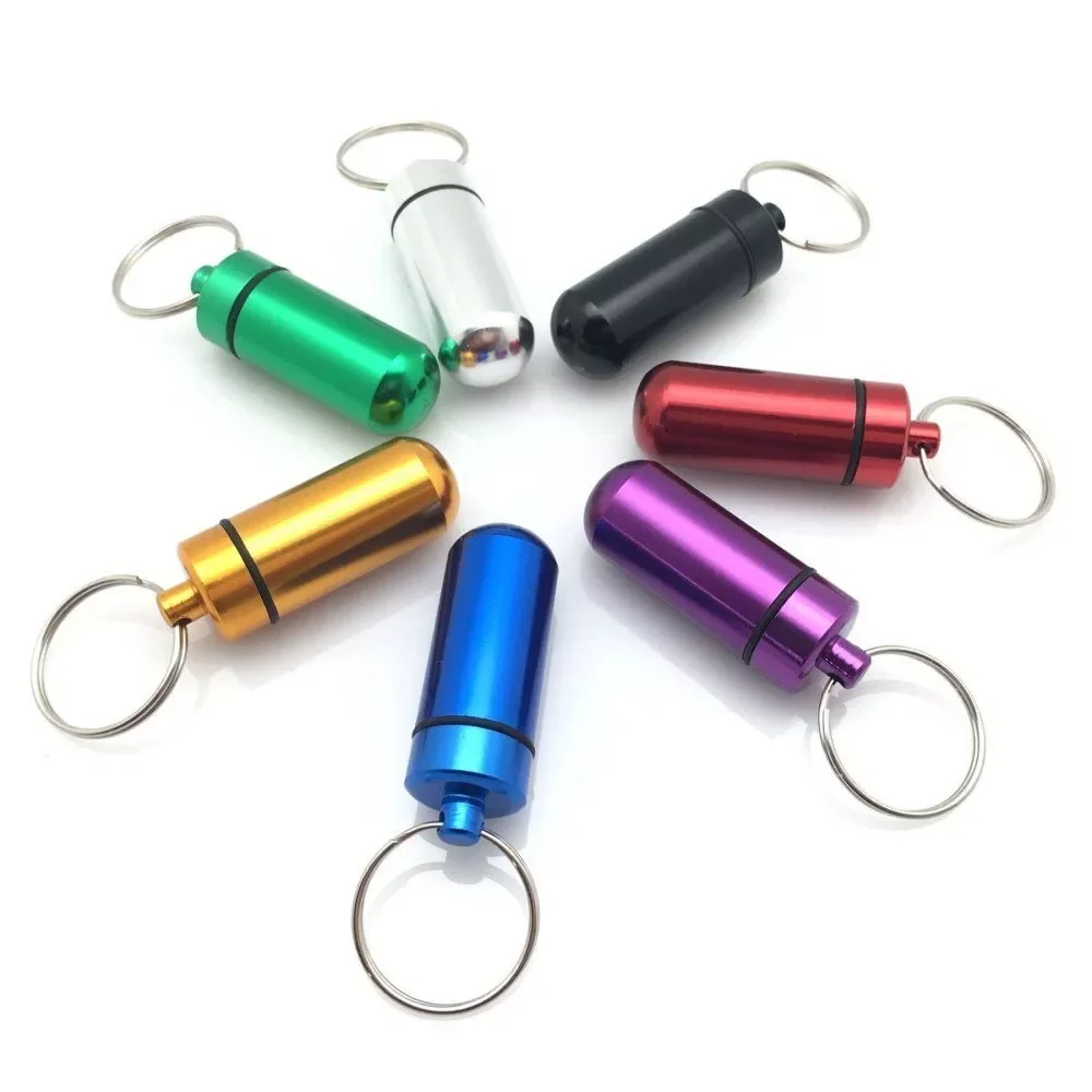 1pc* Waterproof Aluminum Pill Box Case Bottle Cache Drug Holder Keychain Container Colorful V1739
1pc* Waterproof Aluminum Pill Box Case Bottle Cache Drug Holder Keychain Container Colorful V1739