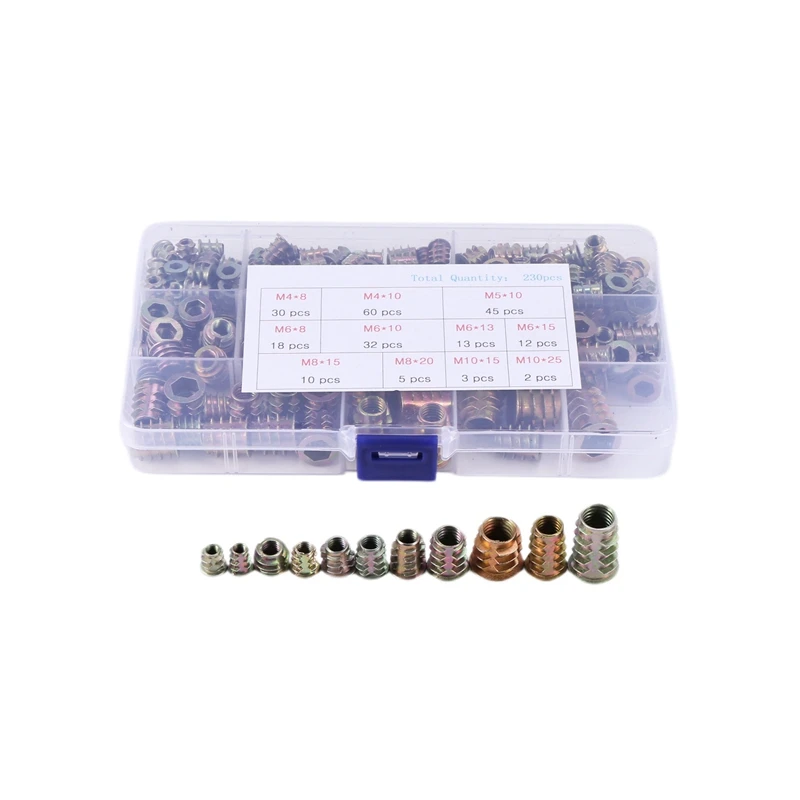 Набор из 230 винтовых гаек M4/M5/M6/M8/M10 Шестигранная гайка из цинкового сплава, Резьбовая вставка, гайка для деревянной мебели
Набор из 230 винтовых гаек M4/M5/M6/M8/M10 Шестигранная гайка из цинкового сплава, Резьбовая вставка, гайка для деревянной мебели