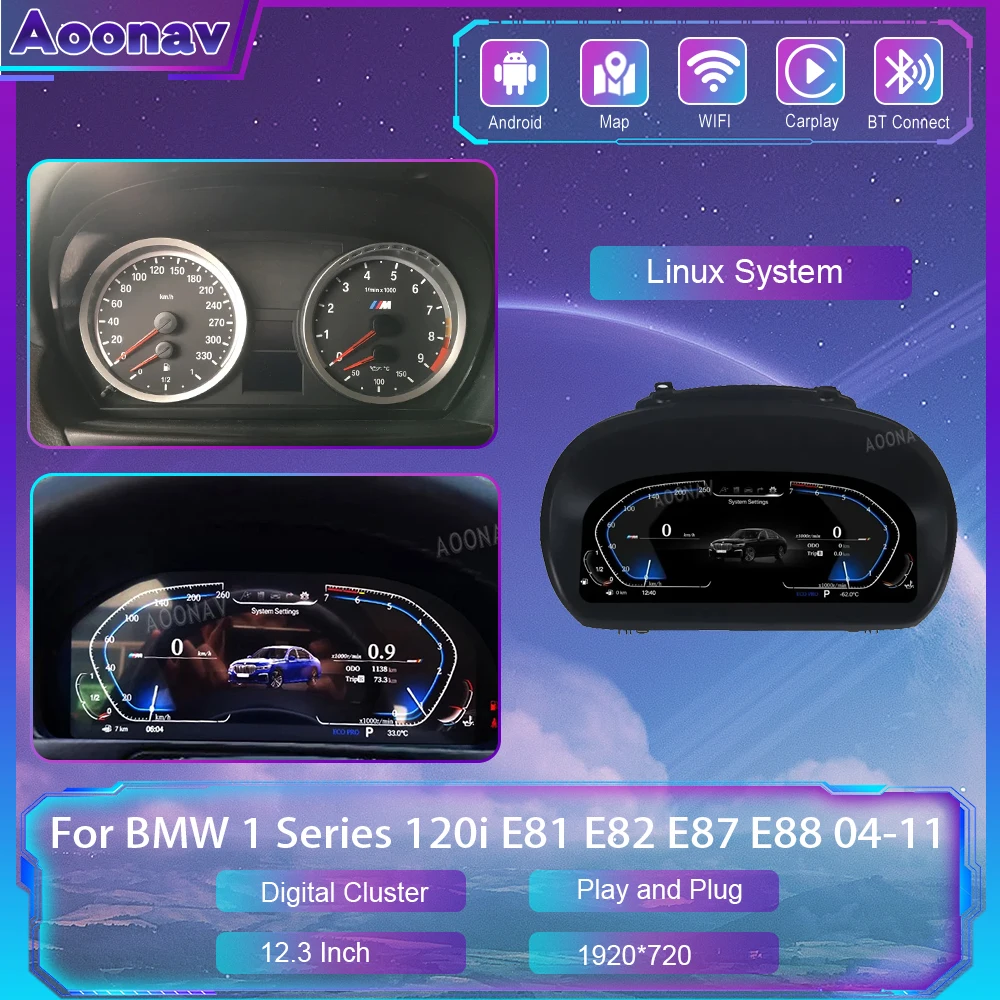 Digital Dashboard For BMW 1 Series 120i E81 E82 E87 E88 2004 2005 -2011 Instrument Cluster Crystal Panel Speedometer LCD Screen
Digital Dashboard For BMW 1 Series 120i E81 E82 E87 E88 2004 2005 -2011 Instrument Cluster Crystal Panel Speedometer LCD Screen