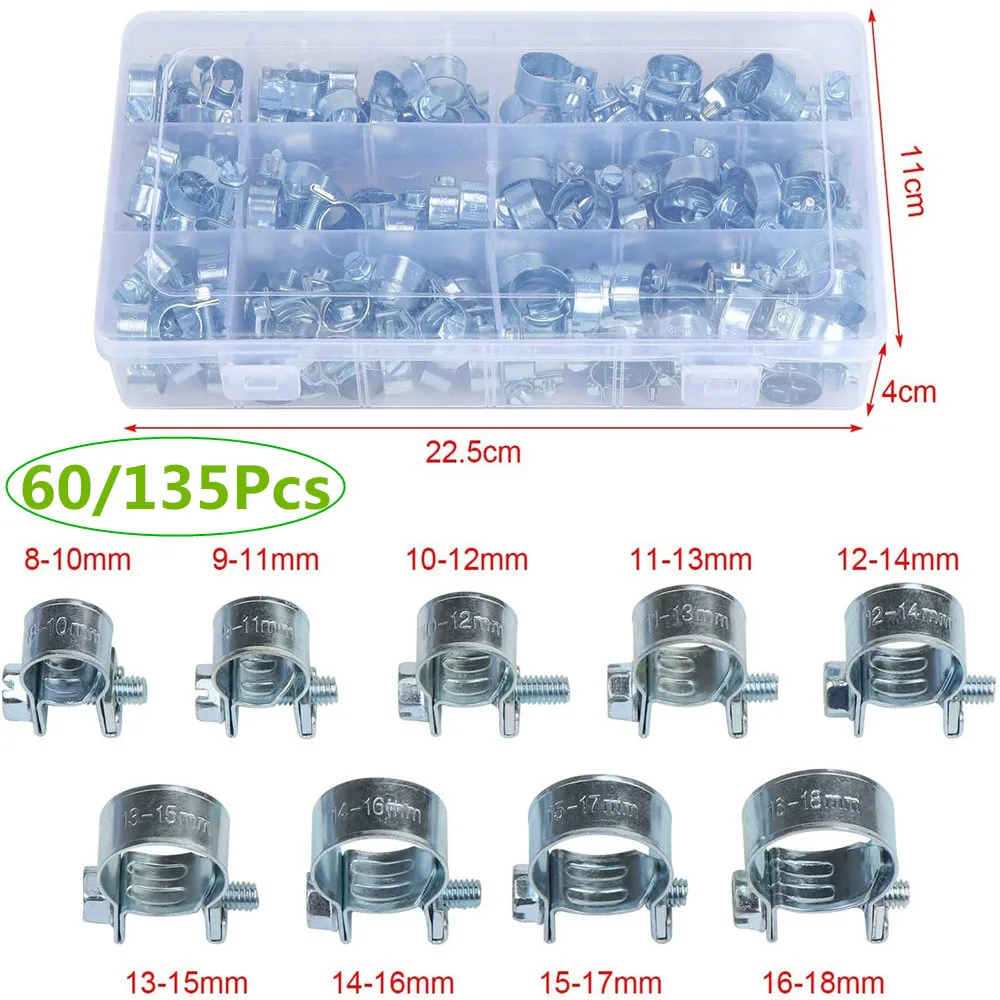 60/135Pcs Mini Hose Clamp Carbon Steel Fuel Hose Clips Set Fuel Line Diesel Petrol Pipe Clamps Clips
60/135Pcs Mini Hose Clamp Carbon Steel Fuel Hose Clips Set Fuel Line Diesel Petrol Pipe Clamps Clips