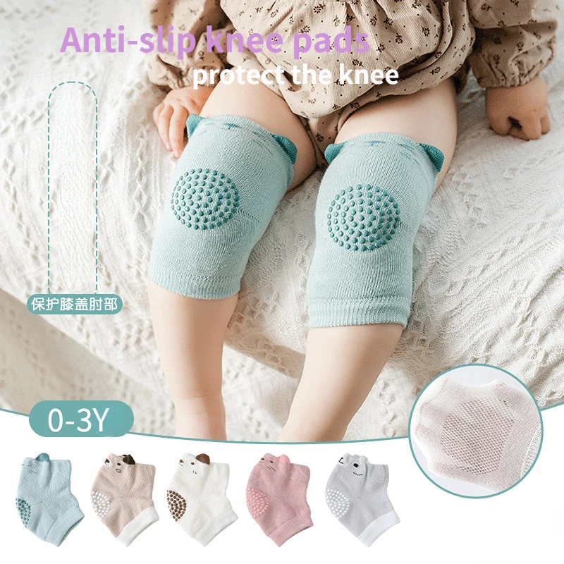 

Babys Non-slip Baby Girls Boys Knee Pads Protector Crawling Elbow Kneepad Terry Thick Mesh Breathable Warmers Cotton 0-3Y