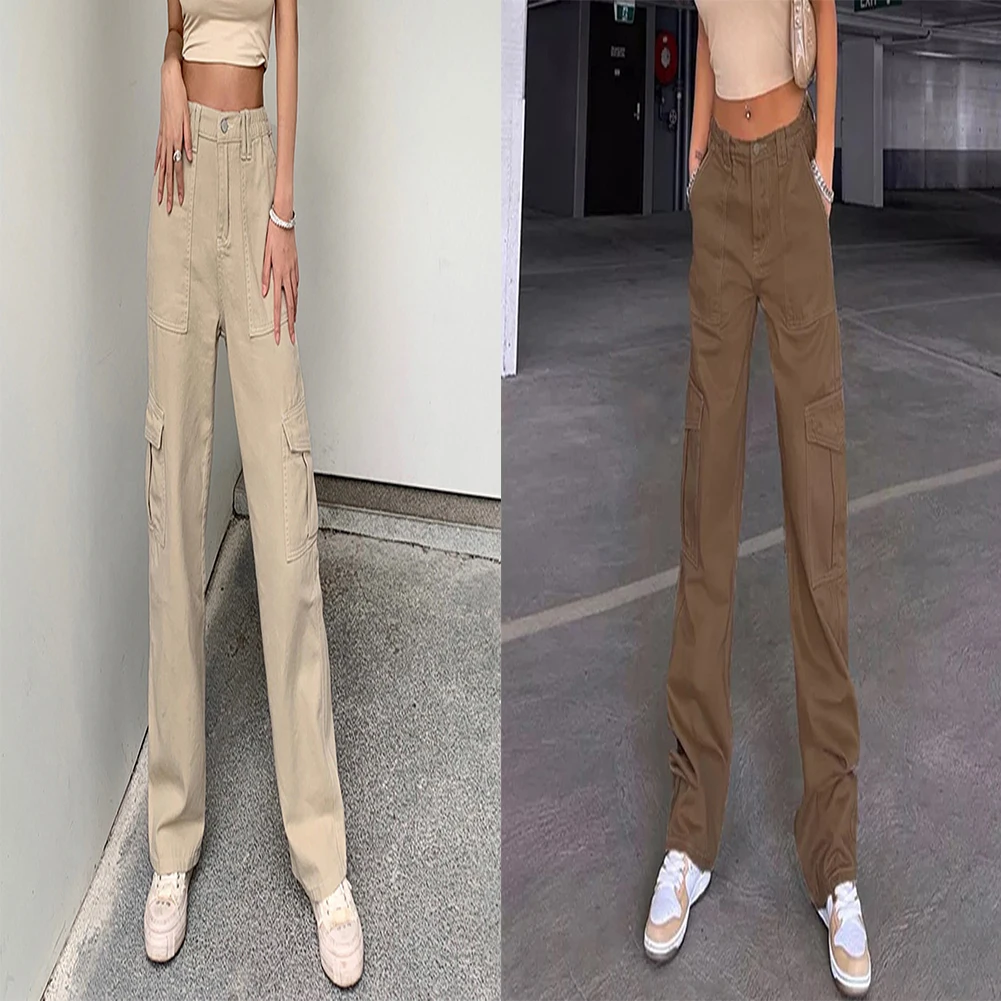 Брюки-карго женские с карманами в стиле Харадзюку, однотонные мешковатые джинсы с широкими штанинами в стиле ретро, Повседневная Свободная ... 
Брюки-карго женские с карманами в стиле Харадзюку, однотонные мешковатые джинсы с широкими штанинами в стиле ретро, Повседневная Свободная ...